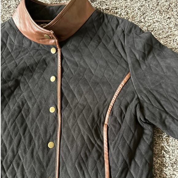 Tasha Polizzi Quilted Black Trimmed Fitted Jacket Animal Print Lined Size Large - Picture 6 of 6